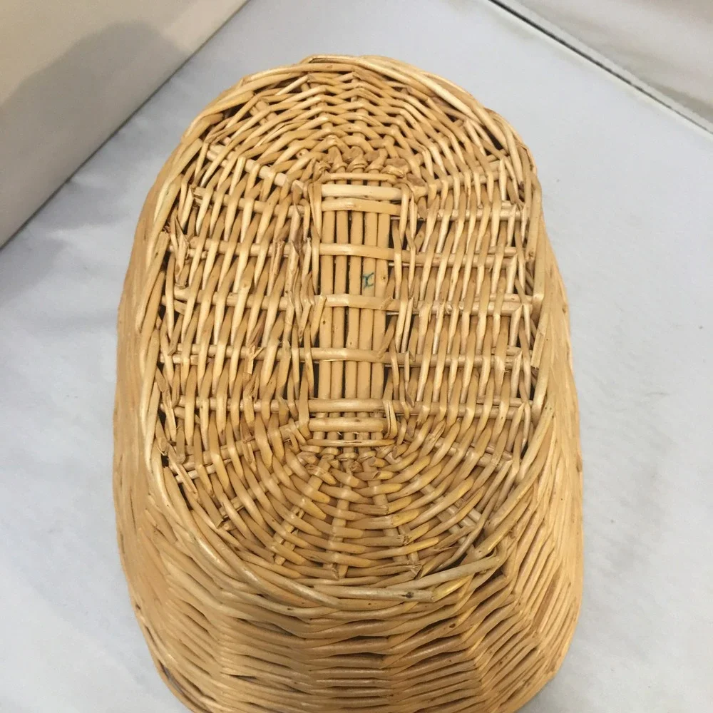 Woven Wicker Basket Home Decor Tan Oval Storage Organizer Cottagecore Farmhouse
